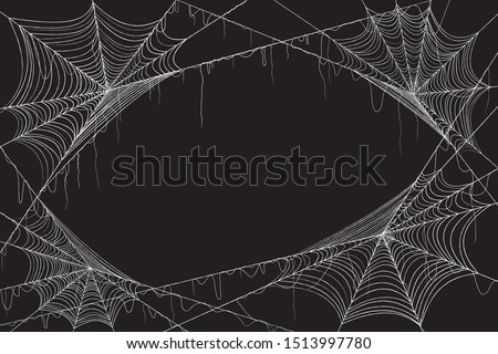 Spiderweb isolated black background for halloween theme night party. cobweb vector eps10 Royalty-Free Stock Photo #1513997780