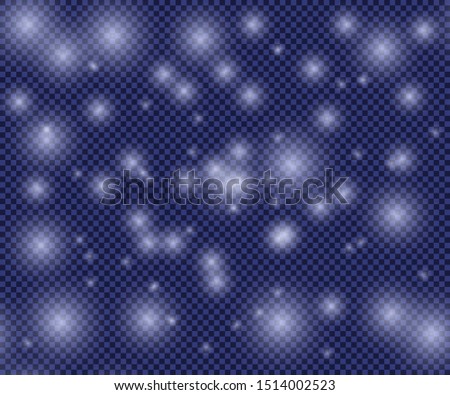 Vector Snow Fall Seamless Pattern, Blurred Snowflakes, Winter Backgound, Blue Transparent Background and White Snow.