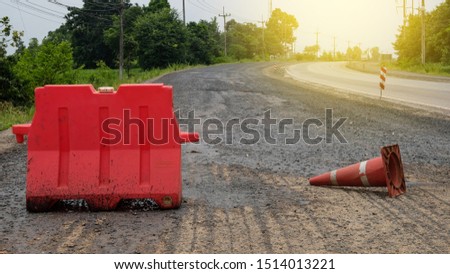 Road construction site, car protection equipment to enter the road construction area
