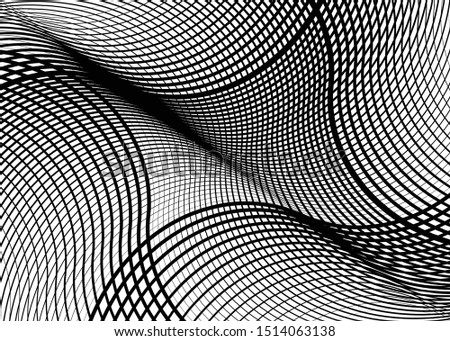 Irregular geometric pattern, background with wavy, waving grid, mesh of lines. Abstract geometry texture