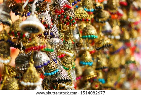 Handmade earrings in street shop, bhopal