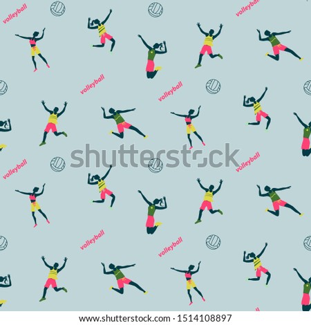 Sports pattern - team volleyball game, men and women - vector. Modern lifestyle. Active holidays.