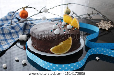 Chocolate cake. A slice of chocolate cake. Selective focus stock photo