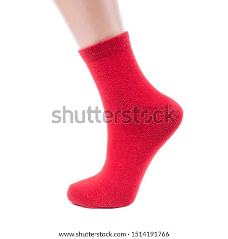red socks on an isolated white background with funny cartoon character on it