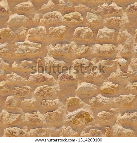 Sandstone bricks seamless texture, retro. The wall on the excavation of stone limestone