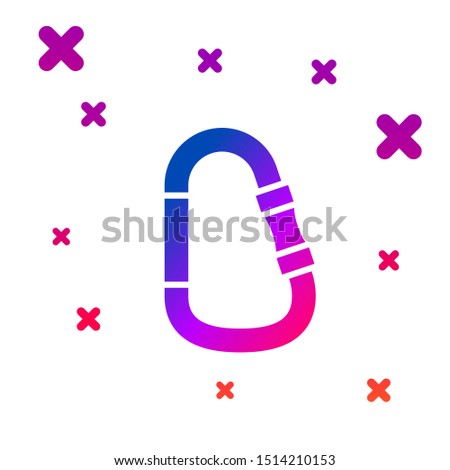 Color Carabiner icon isolated on white background. Extreme sport. Sport equipment. Gradient random dynamic shapes. Vector Illustration