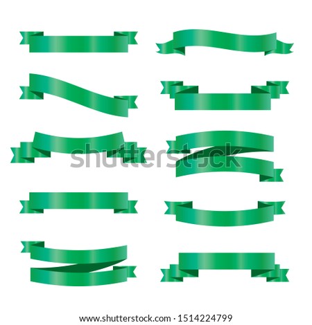 Ribbon banner set green ribbons vector illustration set of ribbons