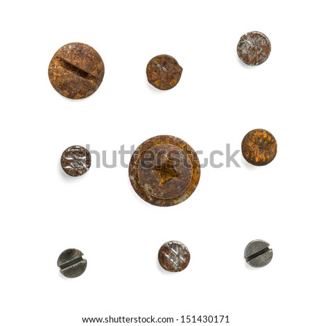 Set of nail head isolated on white background Royalty-Free Stock Photo #151430171