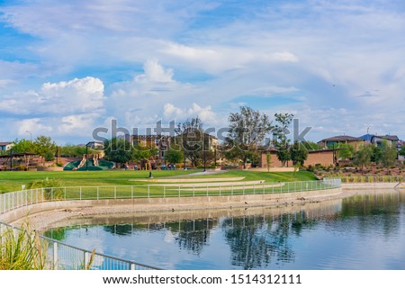Beautiful landscape around Cetnre Park of Henderson at Nevada Royalty-Free Stock Photo #1514312111