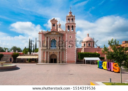 Magic town downtown Old church at the traditional tequisquiapan queretaro. Royalty-Free Stock Photo #1514319536
