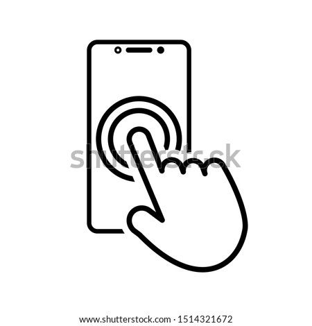 Touch smartphone icon with hand for your projects. Vector illustration. Royalty-Free Stock Photo #1514321672