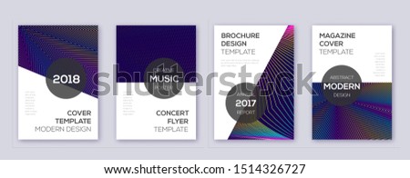 Modern brochure design template set. Rainbow abstract lines on dark blue background. Beauteous brochure design. Bold catalog, poster, book template etc.
