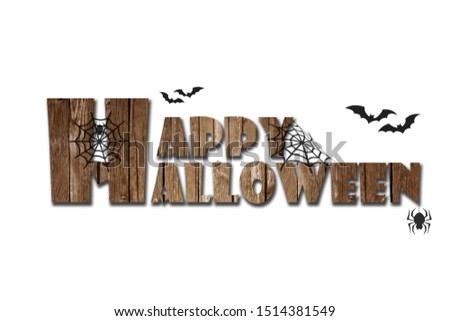 Happy Halloween Text banner  on white background