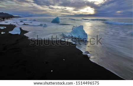 Beautiful landscape with icebergs in Iceland 