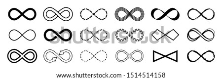 Infinity flat symbol vector set n white background