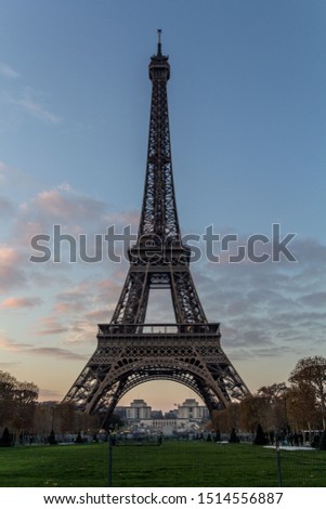 Eiffel tower with pink sky background 