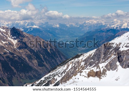 Panoramic view over Grossglockner Pass in Austria, Alp Mountains