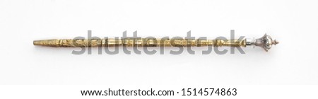battle golden magic staff on a white background Royalty-Free Stock Photo #1514574863