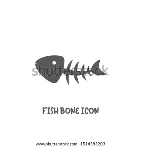 Fishbone icon simple silhouette flat style vector illustration on white background.