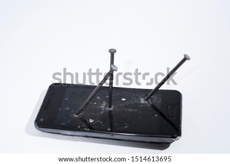 Abstract photo of broken or damaged smartphone.