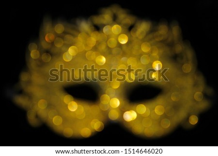Defocused Gold Glitter Carnival Mask Bokeh