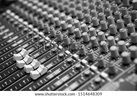 Selective focus of Black and white Mixer board texture background