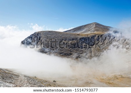 Mystical clouds in mount Olympus in central Greece