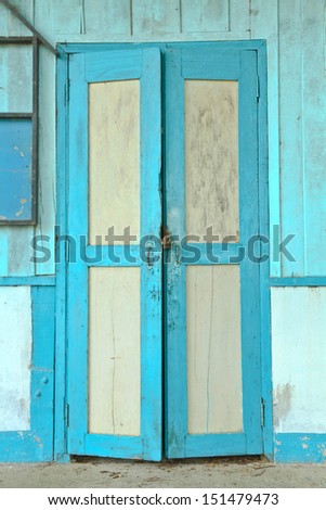 Blue-white wood door 
