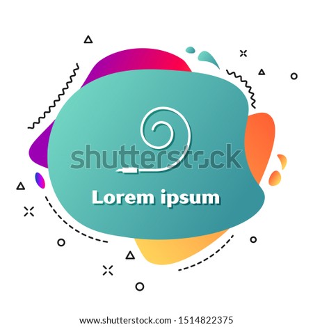 White Birthday party horn icon isolated on white background. Abstract banner with liquid shapes. Vector Illustration