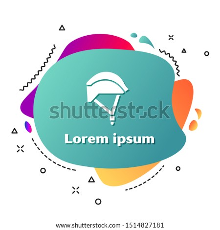 White Bicycle helmet icon isolated on white background. Extreme sport. Sport equipment. Abstract banner with liquid shapes. Vector Illustration