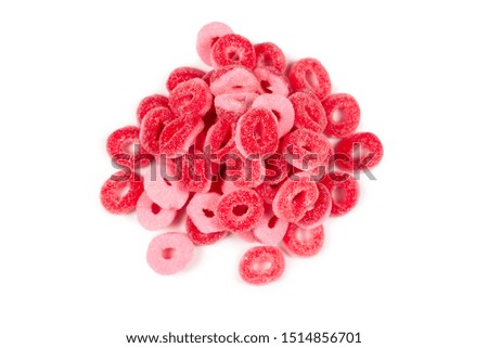 Jelly rings isolated on white background. Pink rings. 