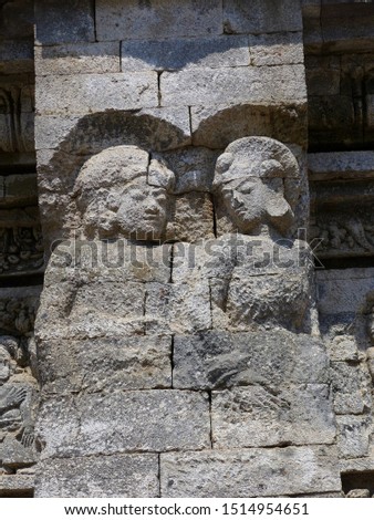 Relief picture on surawana temple in pare, kediri, east java, indonesia