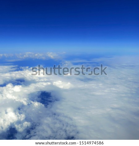 Sky Above the Clouds, Cloudscape background, Blue Sky and Fluffy Clouds 