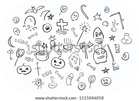 Set of hand drawn Halloween Doodles.