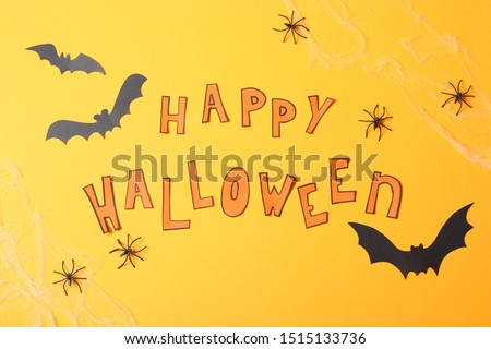 Halloween holiday background top view. Place for text
