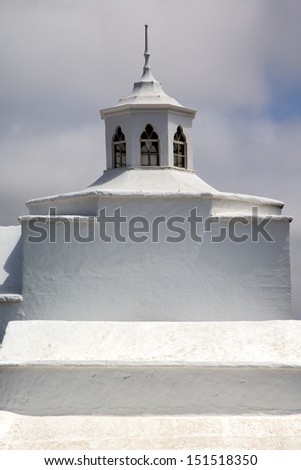 lanzarote  spain the old wall terrace church bell tower in teguise arrecife 