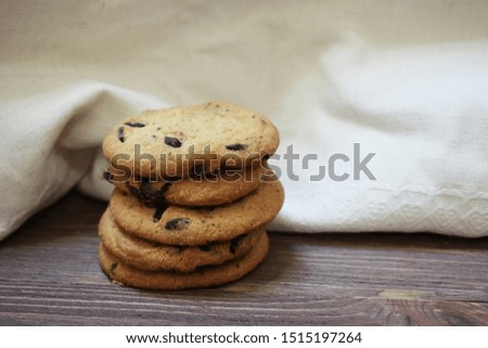 Oatmeal cookies on a wooden table
