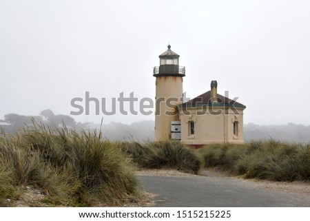 Picture of the Coquille river lighthouse in Bullards Beach state park near Bandon in Oregon, USA.