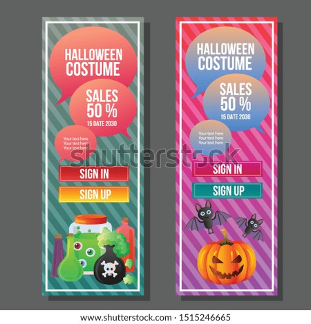halloween vertical banner colorful magic potion vector illustration