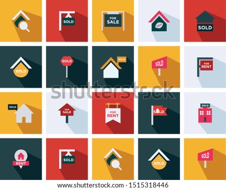 Real estate icons set - Set of the sale - rent - sold billboard