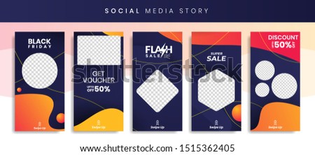 Set 5 of Social Media Instagram Networks Stories Sale Banner Background, Mobile App, Poster, Flyer, Coupon, Gift Card, Smartphone Template Story,Liquid Abstract Modern. editable template eps 10 vector