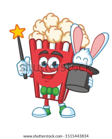 magician popcorn mascot character vector design