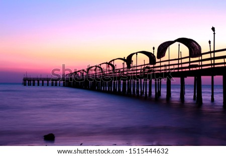 bridge sunset blue sea nature