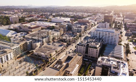 Aerial view of downtown Pasadena, California. Royalty-Free Stock Photo #1515453440