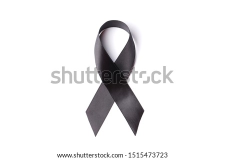 Black ribbon isolated on a white background. Funeral concept. Mourning.