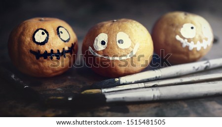 Orange ghost of Halloween.Halloween concept background.