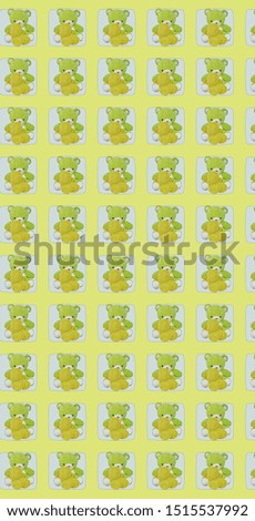 Green bear and yellow duck pattern design for clothes