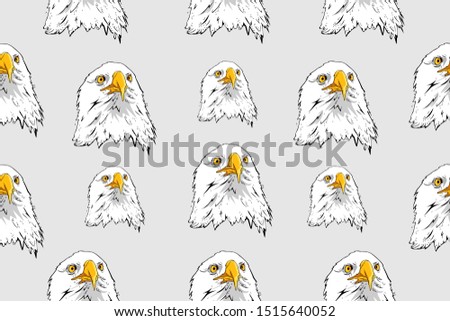 Animal seamless pattern with eagle collection. Decorative illustration, good for printing. Hand drawn wallpaper vector