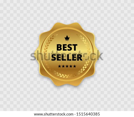 Best seller. Golden badge. Isolated. Vector Royalty-Free Stock Photo #1515640385