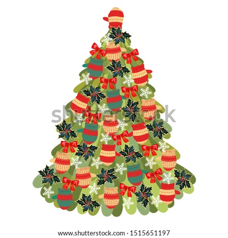Christmas tree. pine tree with different Christmas decorations. custom tree decoration